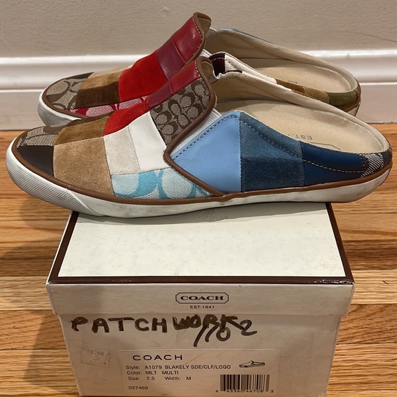 COACH Blakely Suede, Leather & Canvas Mules - Picture 2 of 11